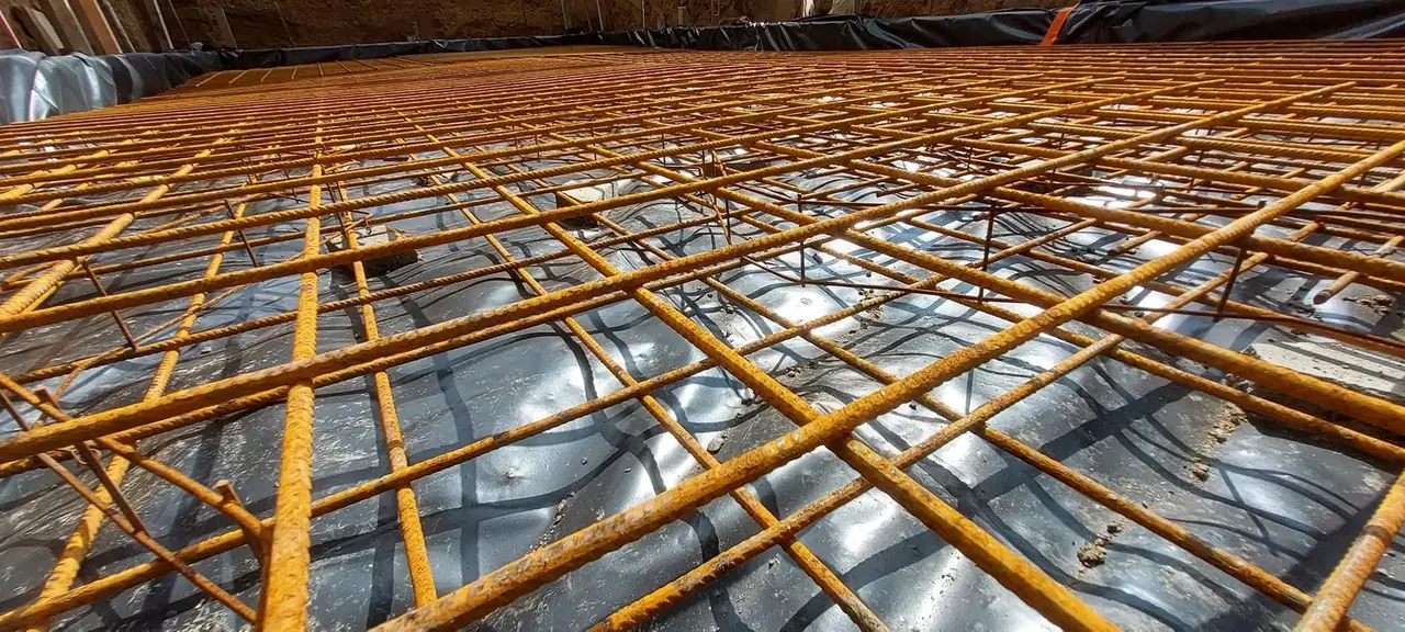 Armatures de dalle en gros plan